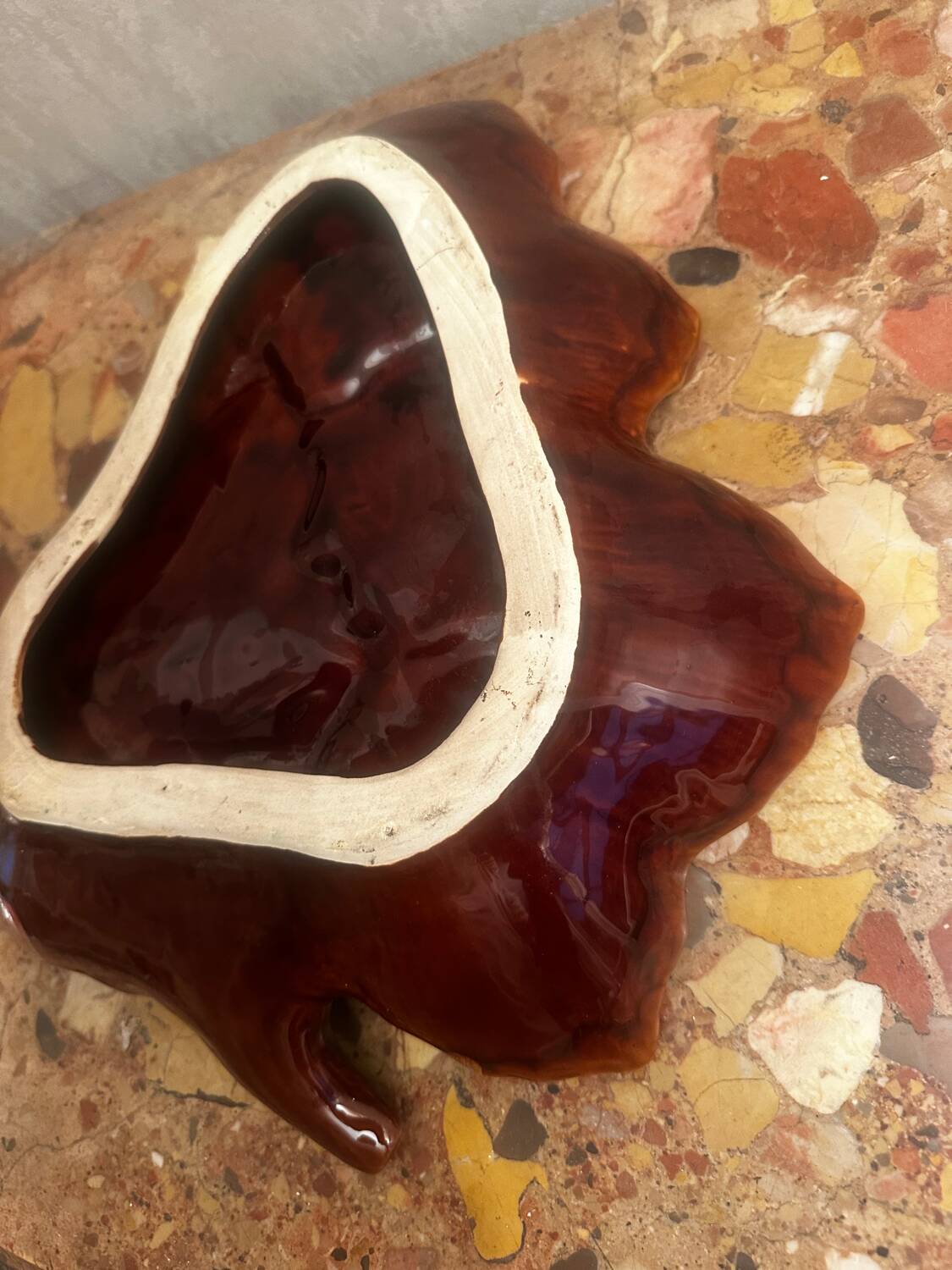 Vintage leaf-shaped earthenware centerpiece/trinket tray