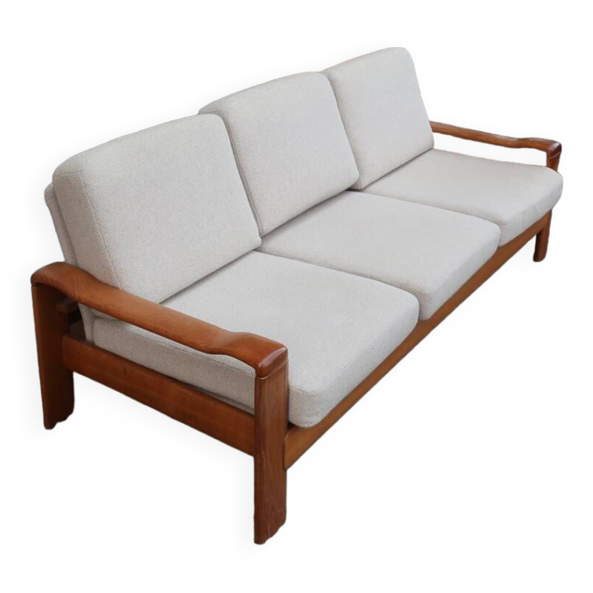 Scandinavian sofa in oak and wool from the 60s