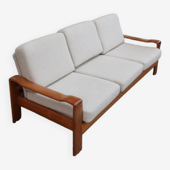 Scandinavian sofa in oak and wool from the 60s