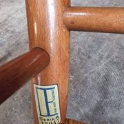 Set of 4 mid-century Italian dining chairs with woven seats, circa 1950–1970.