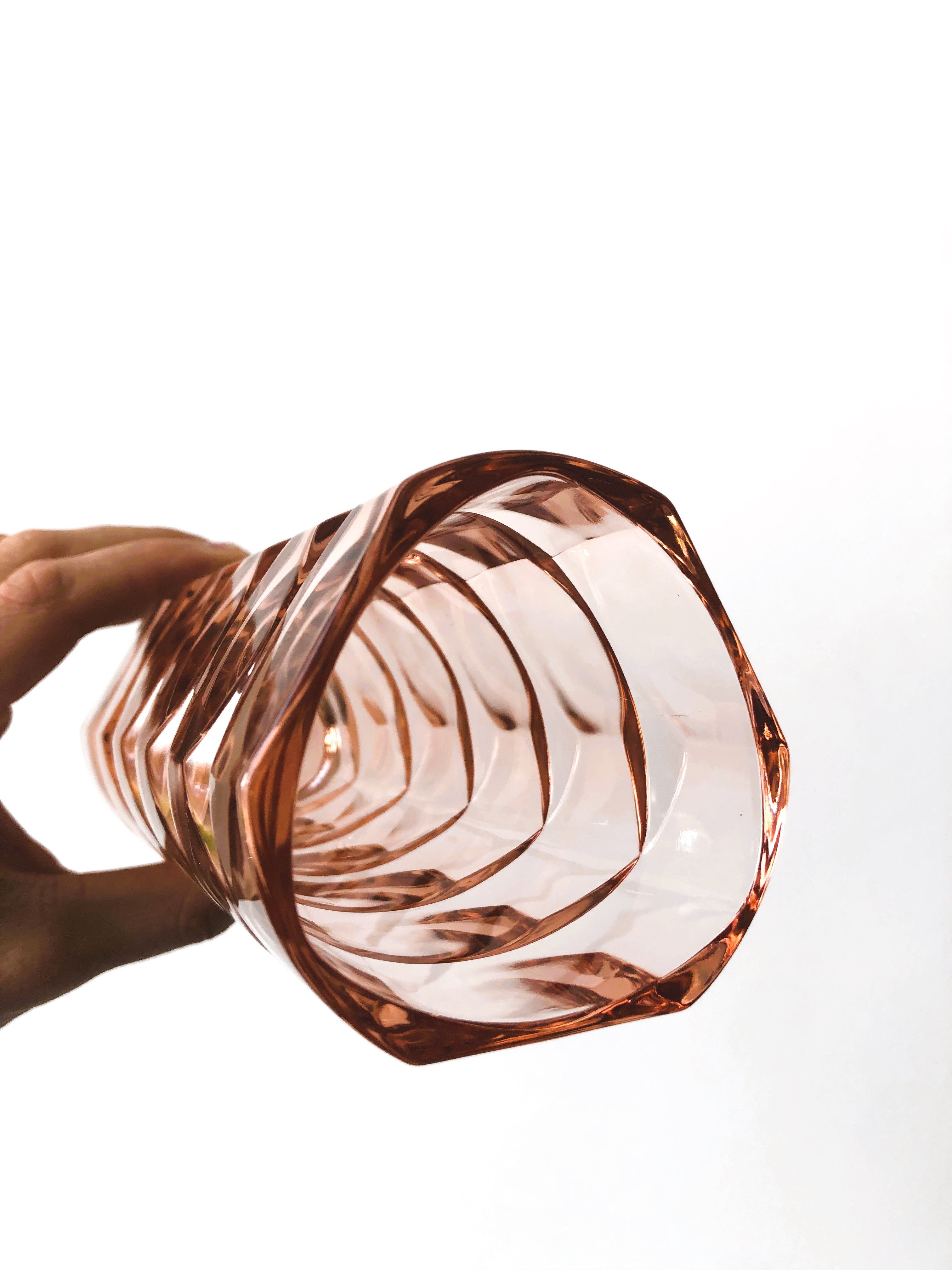 Vintage pink thick glass vase Luminarc France