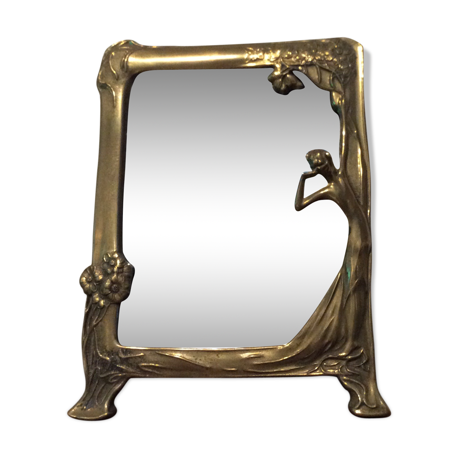 Mirror Art Nouveau brass 1900