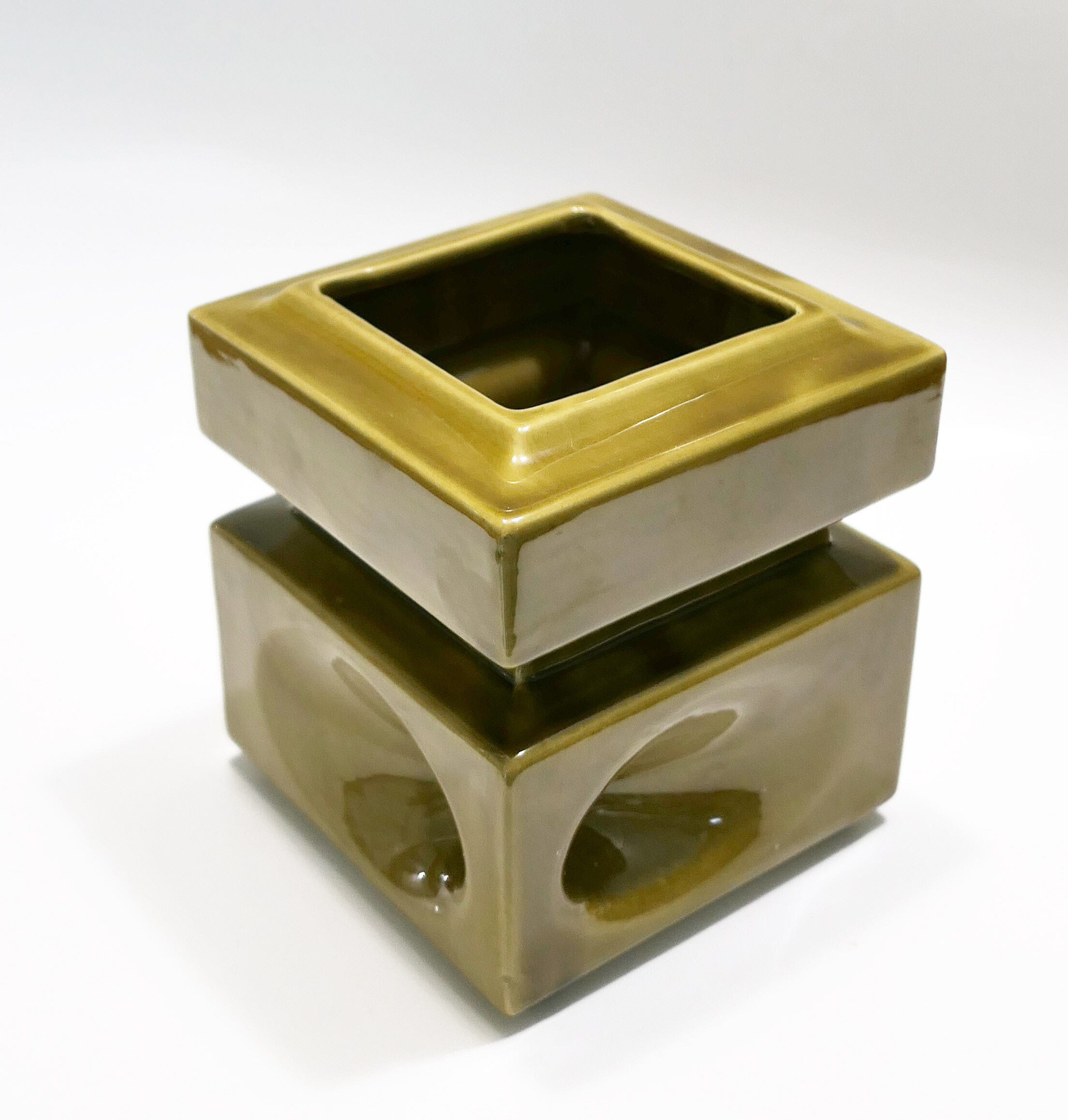 Modernist ceramics 1960s olive green