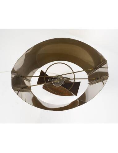1970s brass and wood table lamp