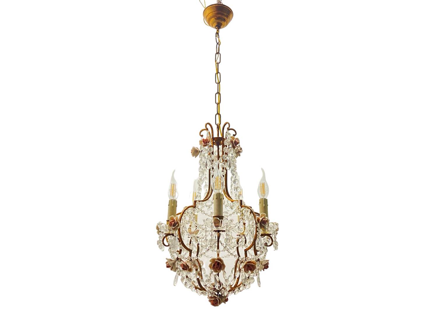 Vintage Crystal Rose Chandelier