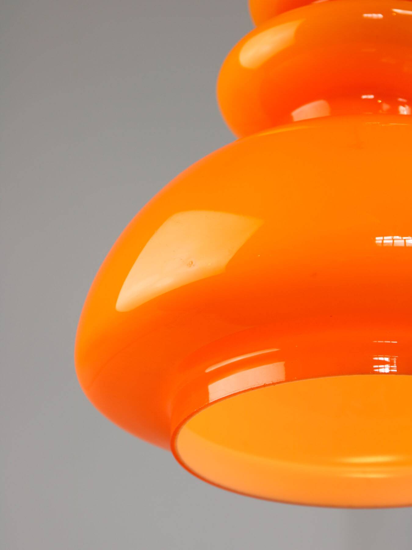 Mid-Century Italian Orange Glass & Brass Pendant Lamp, 60s