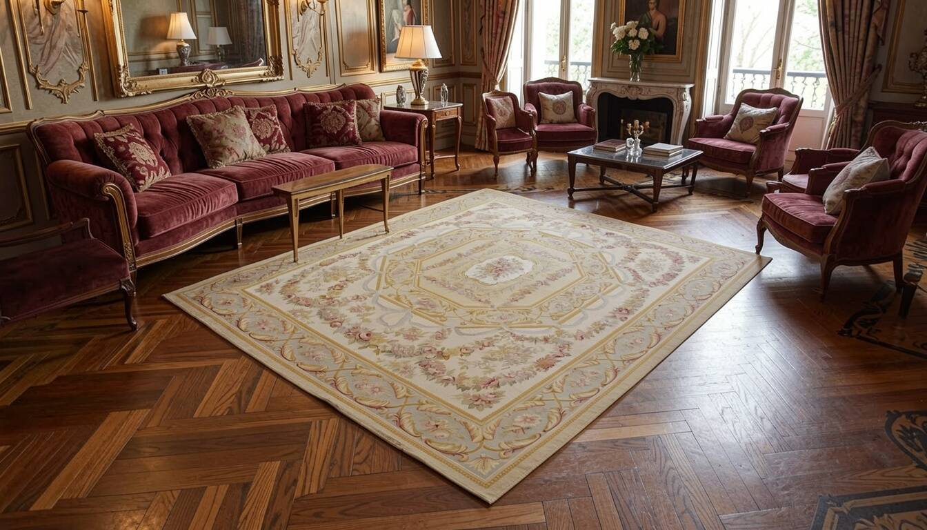 Tapis de style Aubusson fait main  : 315 x 240 cm"Galerie Sardje"