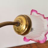 Lampe de table Art Nouveau des années 1930 en laiton et verre dépoli