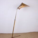 Italian floor lamp in brass was conical adjustable in inclination and height 1950