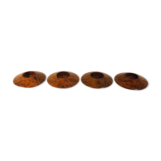 Lot de 4 bougeoirs en loupe de thuya