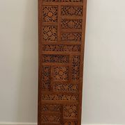 Vintage Asian carved teak screen — mid-20th century