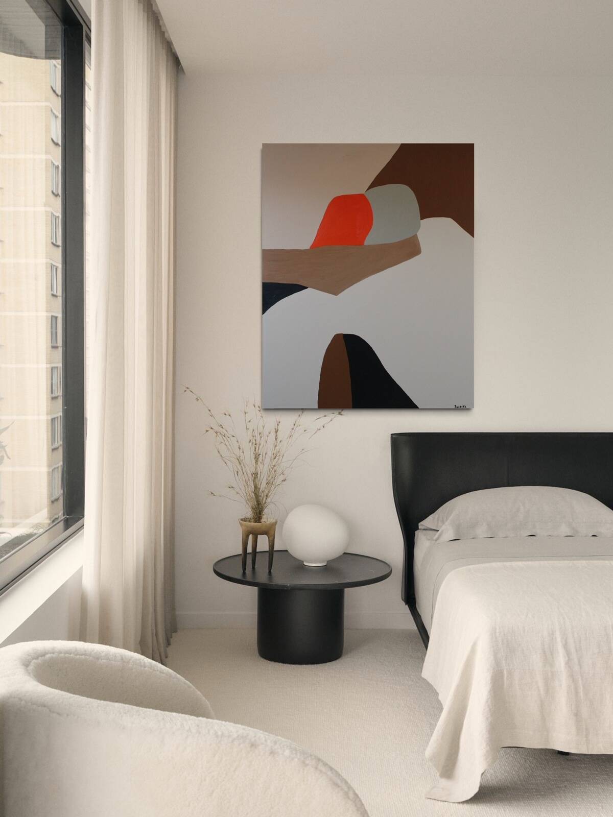 Abstract minimalist couple "in your arms" 100x80cm