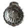 Vintage shell-shaped shiny silver-plated catchall.