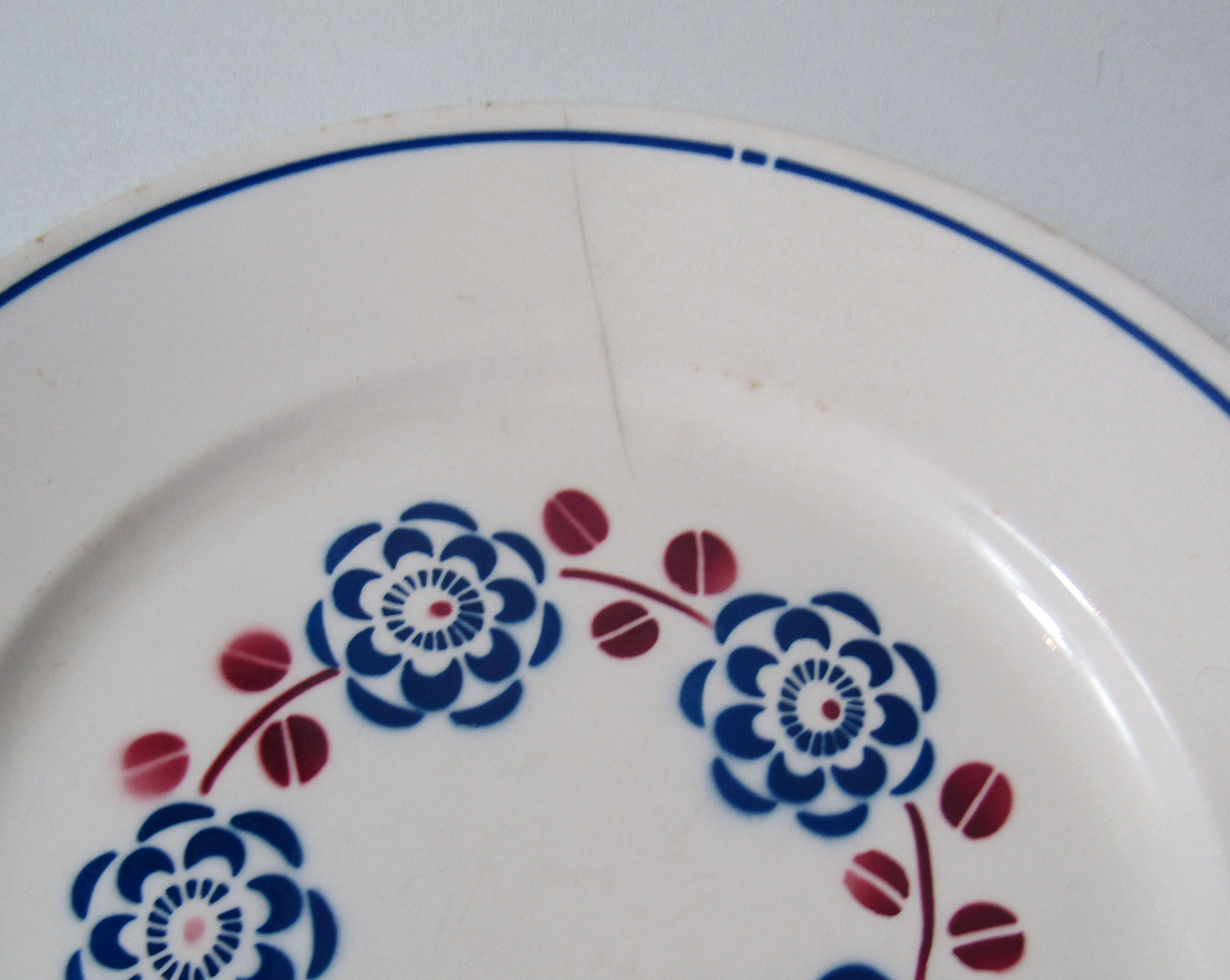 4 flat plates faience Badonviller trifle