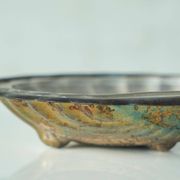 Art Deco Shell Pocket Bowl in Patinated Silver and Satin Glass from the 1930s