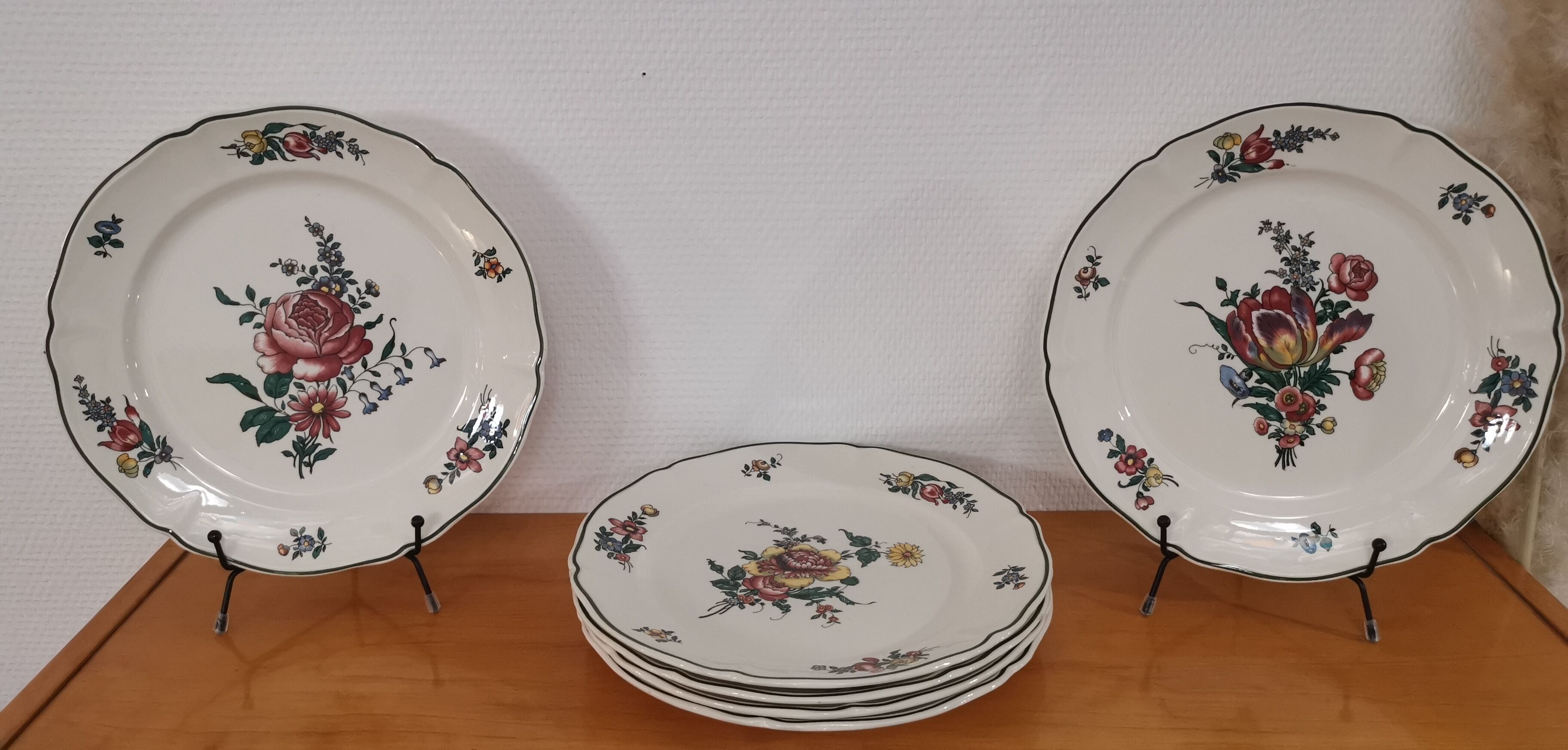Set of 6 old flat ceramic plates VILLEROY and BOCH "Alt Strassburg"