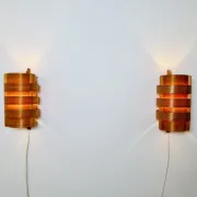 Wall sconces in pine veneer by Hans-Agne Jakobsson for Ab Ellysett, Sweden, 1960s.