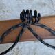 1950s metal and wood coat rack