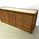 Buffet vintage en rotin et travertin, années 1960