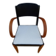 Fauteuil bridge Stella en bois et tissu, années 50