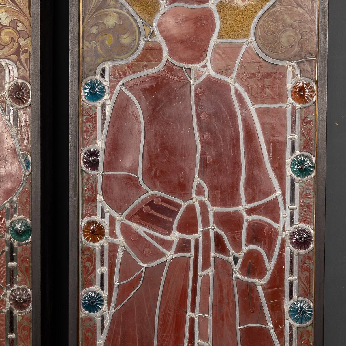 Antique 19thc victorian stained glass window light boxes c.1880