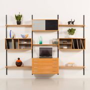 Rare Kai Kristiansen 3 bay wall unit in beech, 1970s