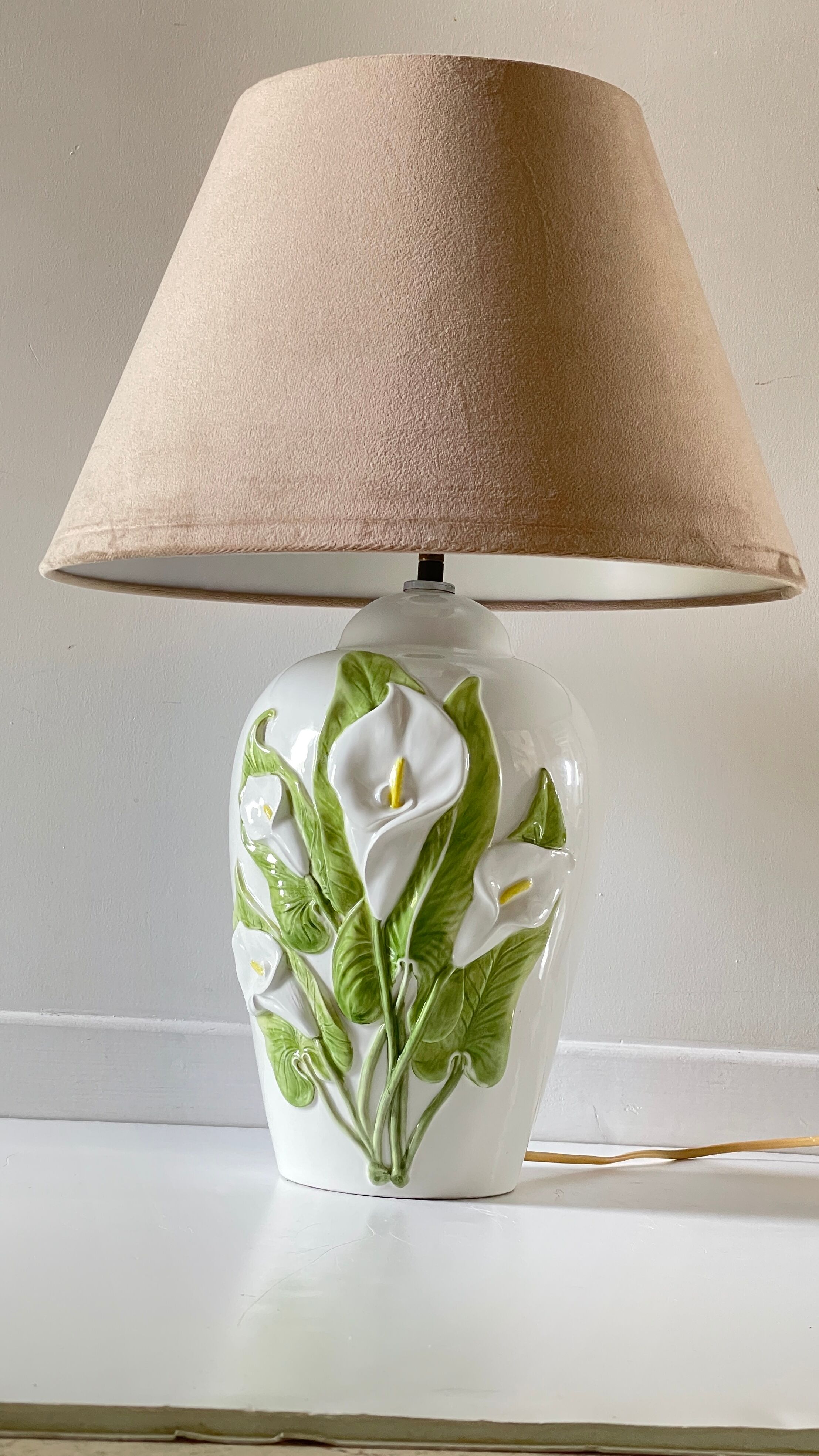 Lampe italienne fleurs d'arum vintage