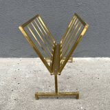 50s brass magazine rack, vintage design magazine rack