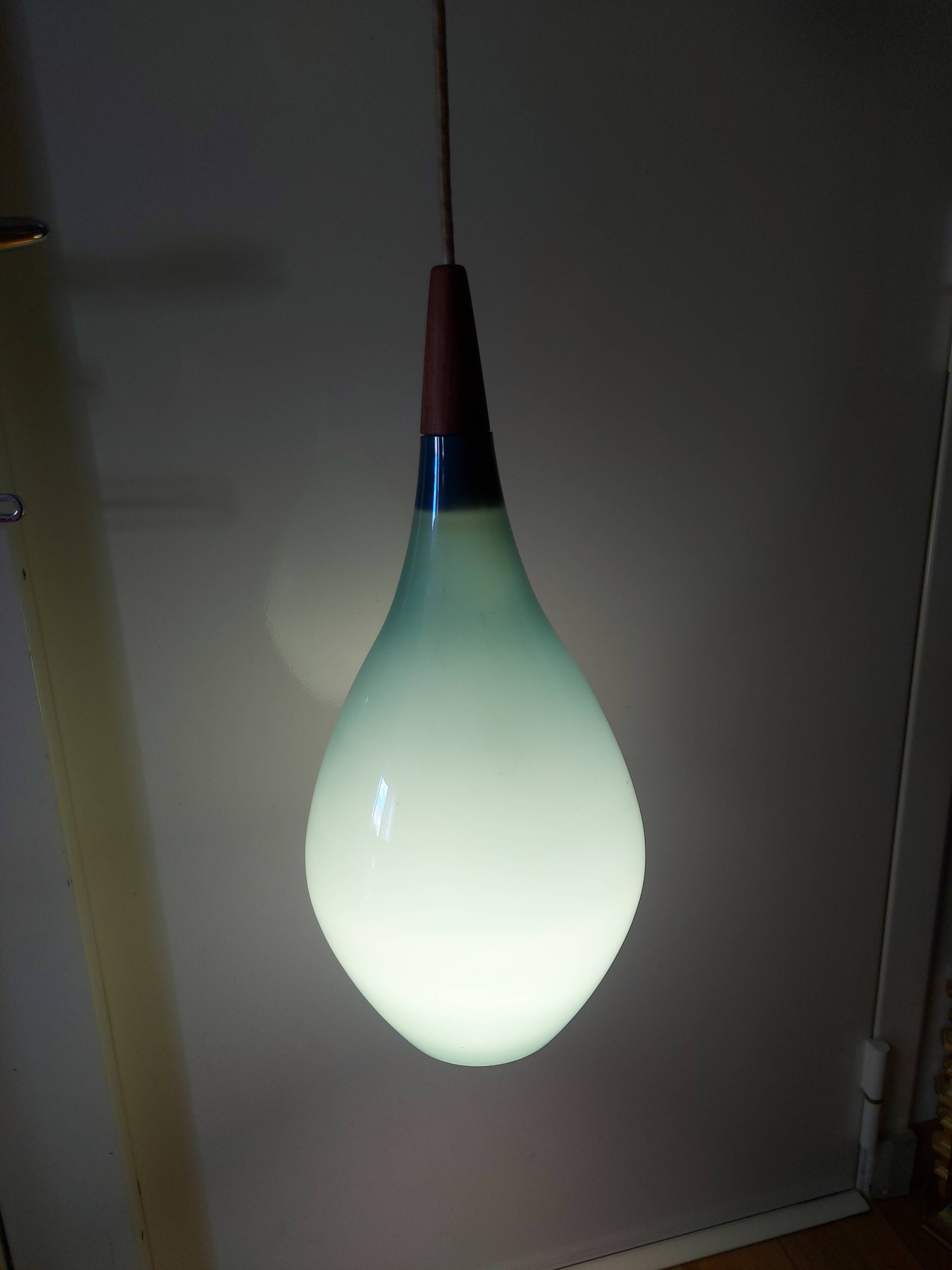 Scandinavian glass pendant light Holmegaard 50, 60's