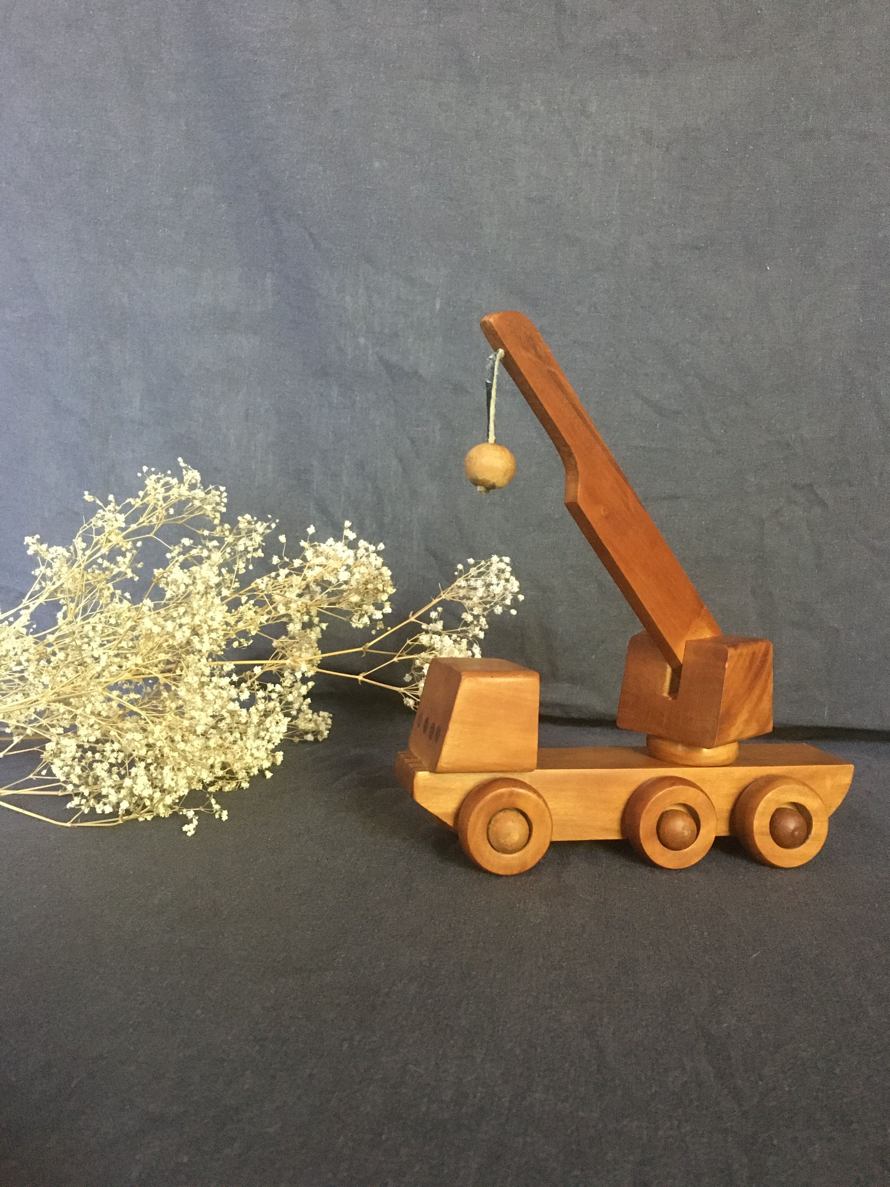 Toy wood truck vintage crane