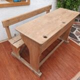 Double wooden school desk