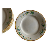 Set de 7 assiettes Sarreguemines Bambou 1880 terre de fer