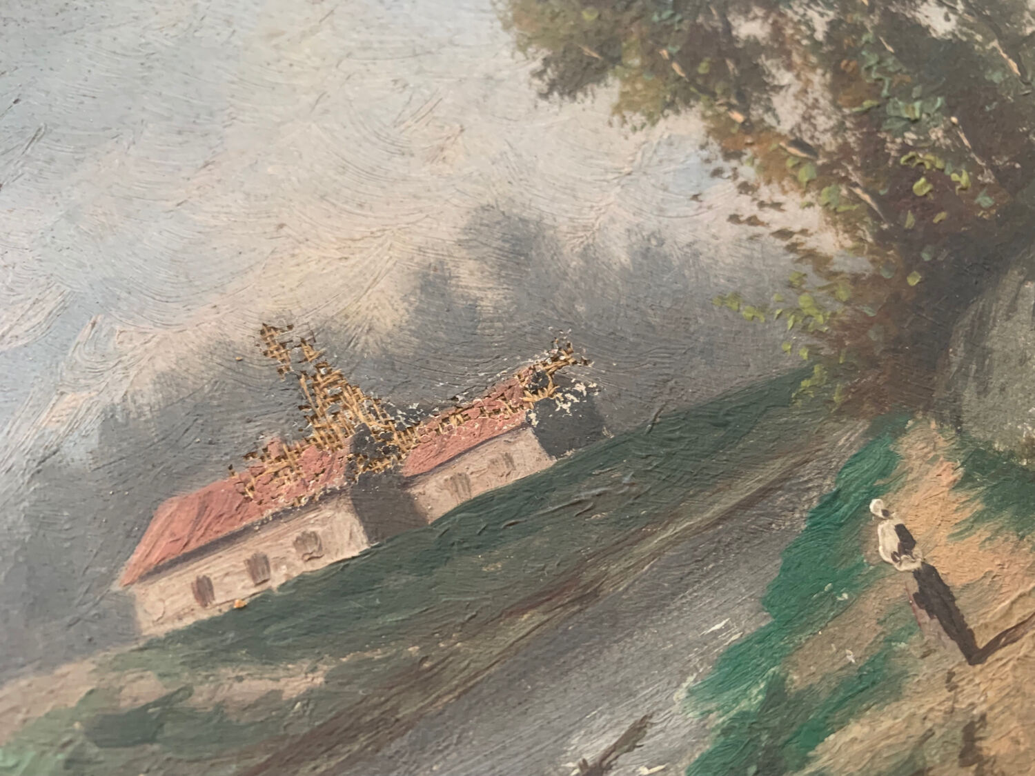 Suite of 3 paintings XIXth