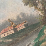 Suite of 3 paintings XIXth