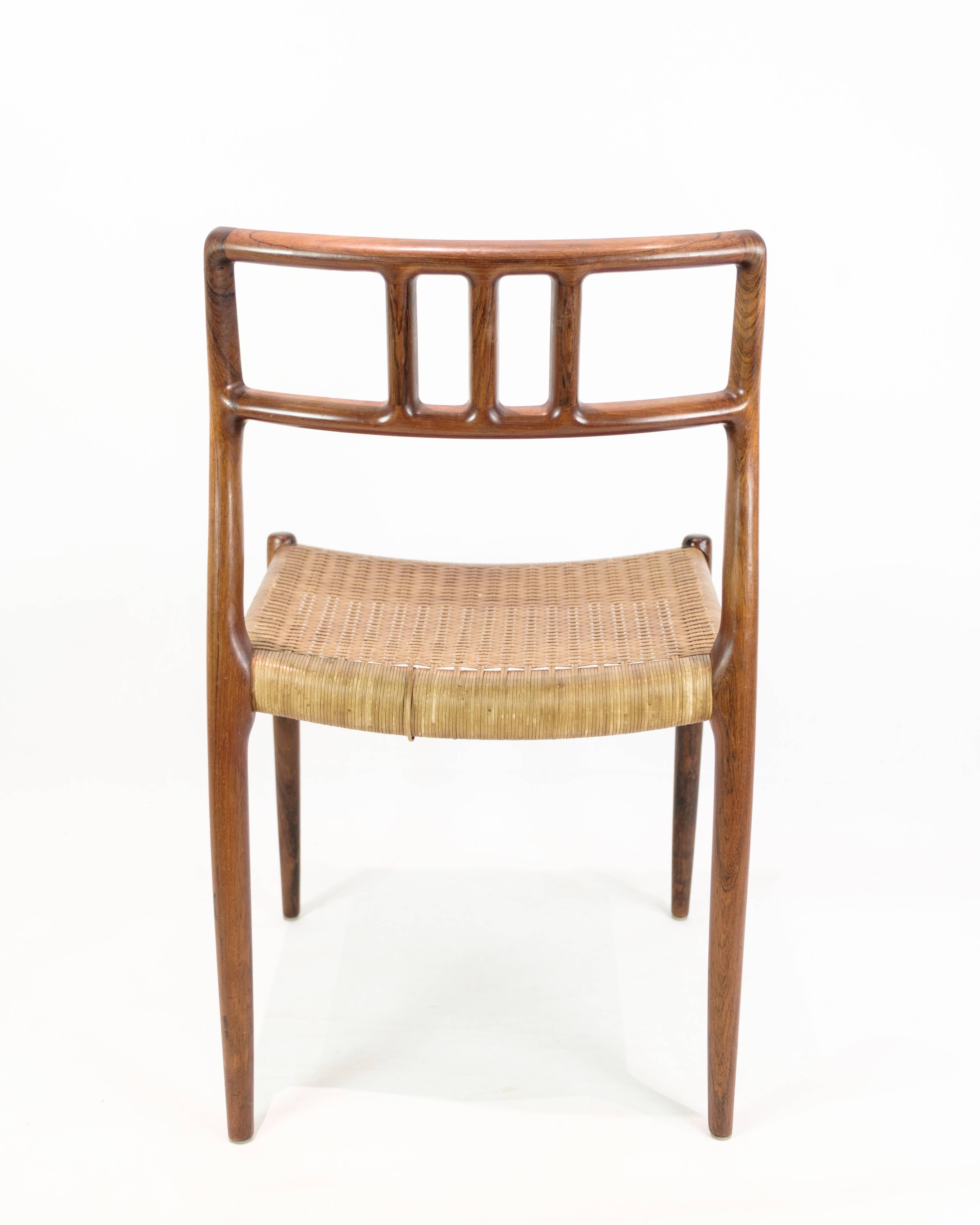 Set Of Four Dining Chairs Model 79 In Rosewood By N.O Møller For JL Møller