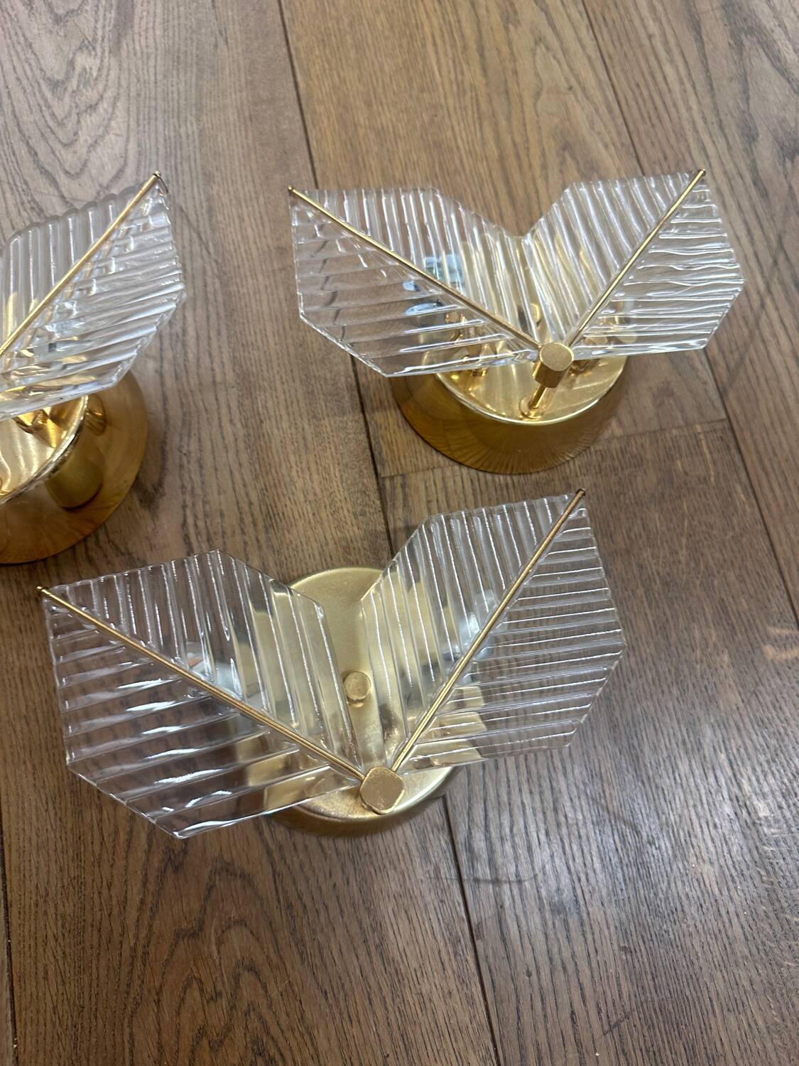 Set of 3 brass Wall Lamps, 1970