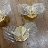 Lot de 3 appliques en laiton, 1970