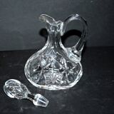 Carafe cannette aiguière liqueur / huile en cristal de Bohème taillé H18cm