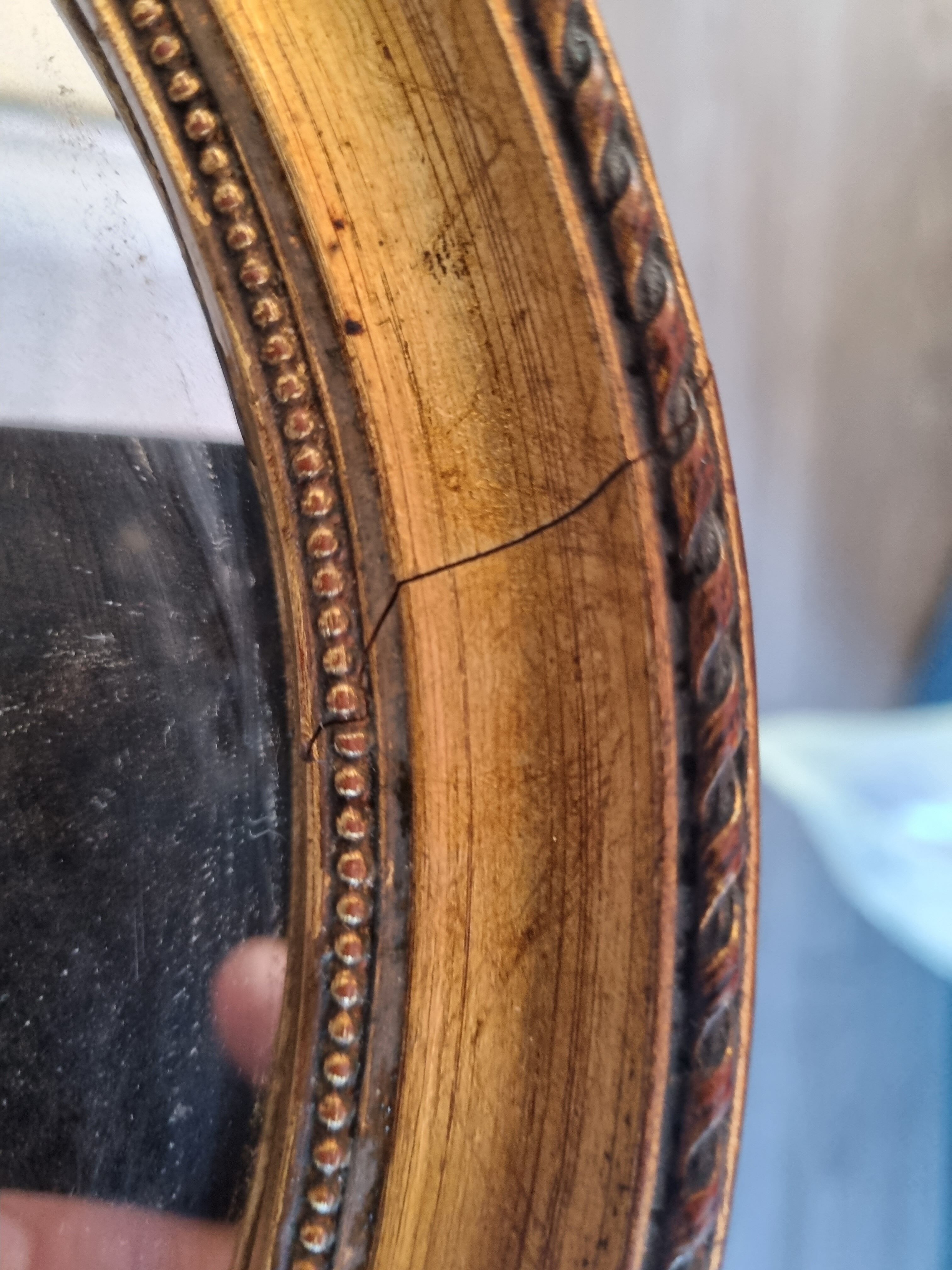 Oval mirror gilded wood, 44x34 cm