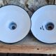 Set of 3 enamelled metal lampshades