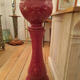 Art Nouveau earthenware flowerpot on column