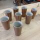 8 glazed stoneware mugs/cups