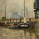 Painting of the port of Bordeaux signed Louis Billiard 1938