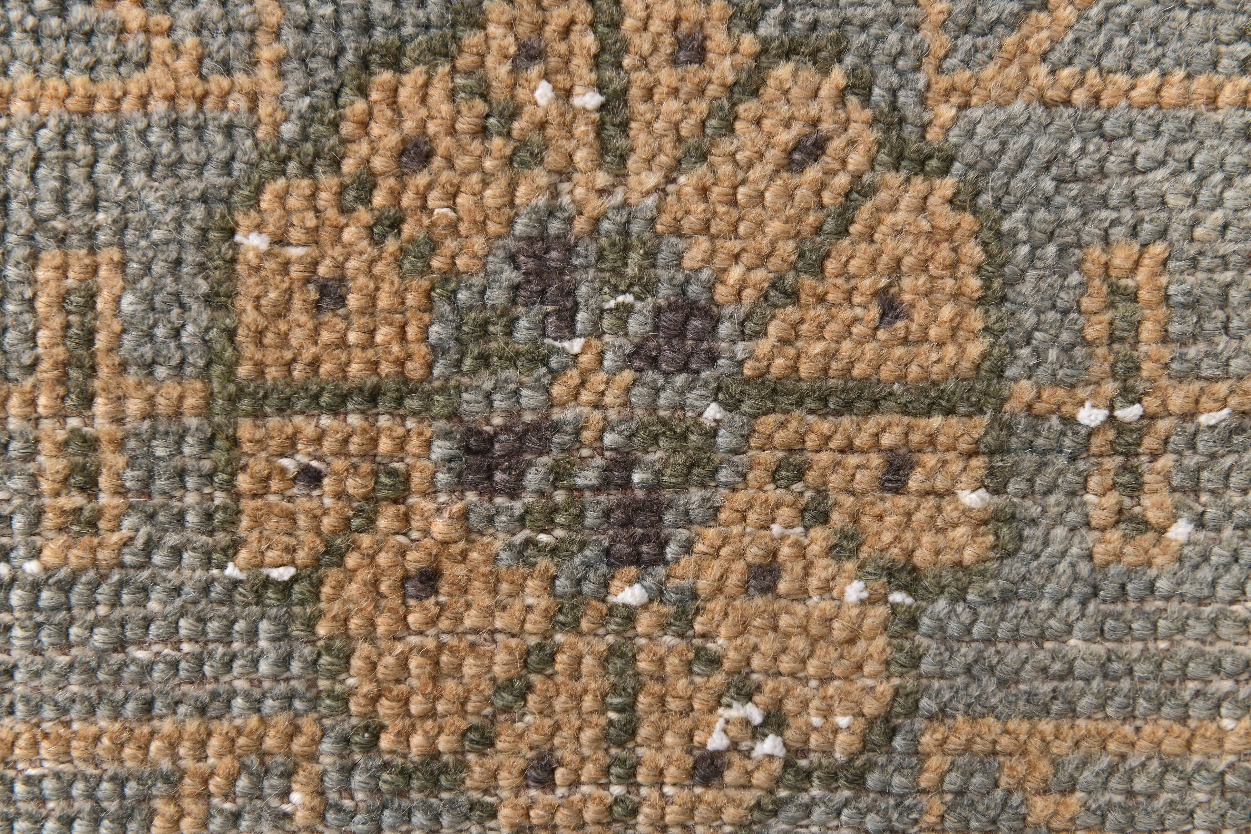 3x9 Mustard Light Blue Turkish Runner Rug 79x280Cm