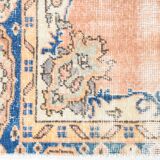 3x6 Rug For Living Room Pale Orange Blue Handmade Turkish Rug, 104x176Cm