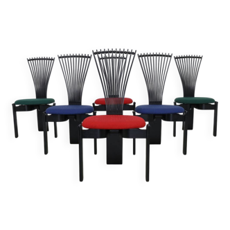 Chaises de salle à manger "Totem" postmodernes par Westnofa – Ensemble de 6, années 1980