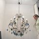 Multicolored Crystal Chandelier 1960’s 6 lights