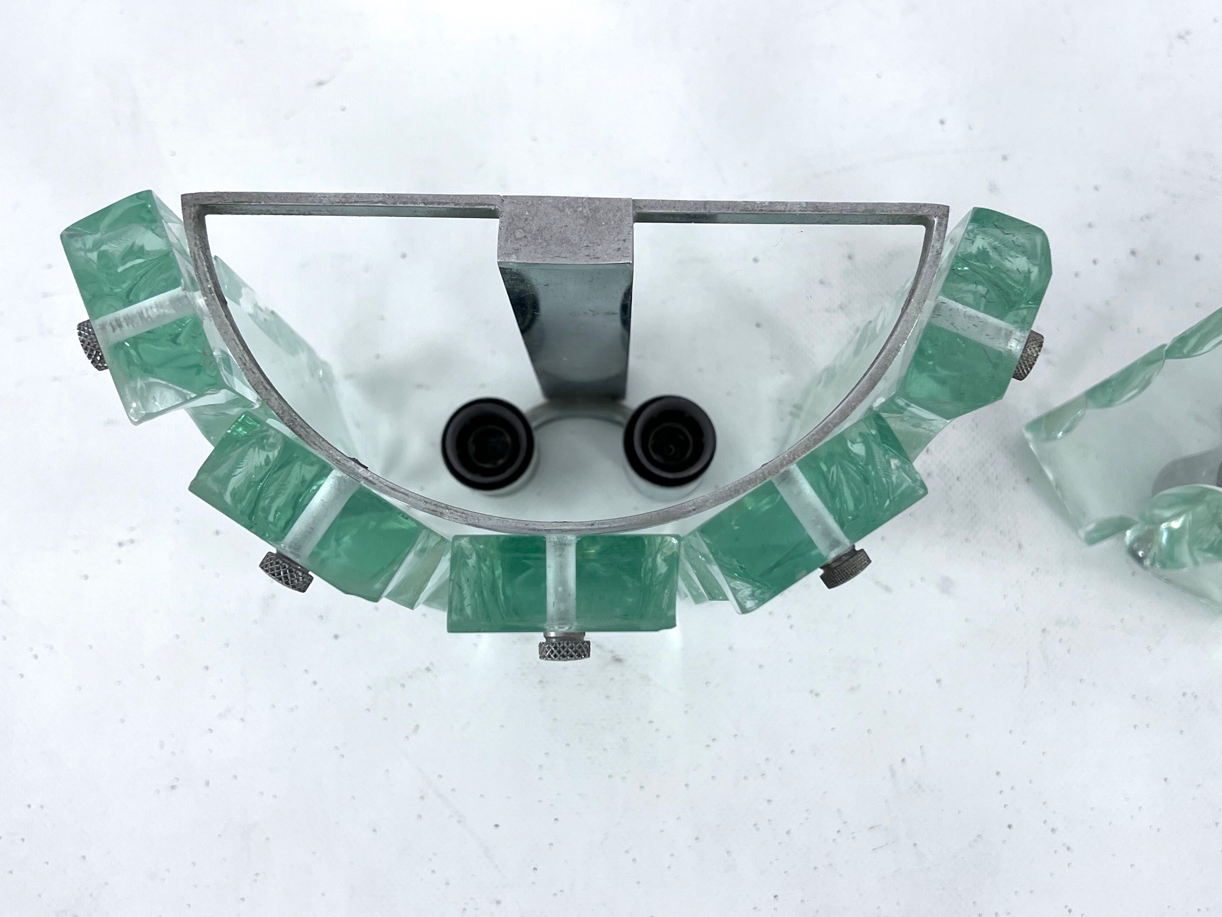 Set of two cut glass sconces by Zero Quattro, Italy 1970s