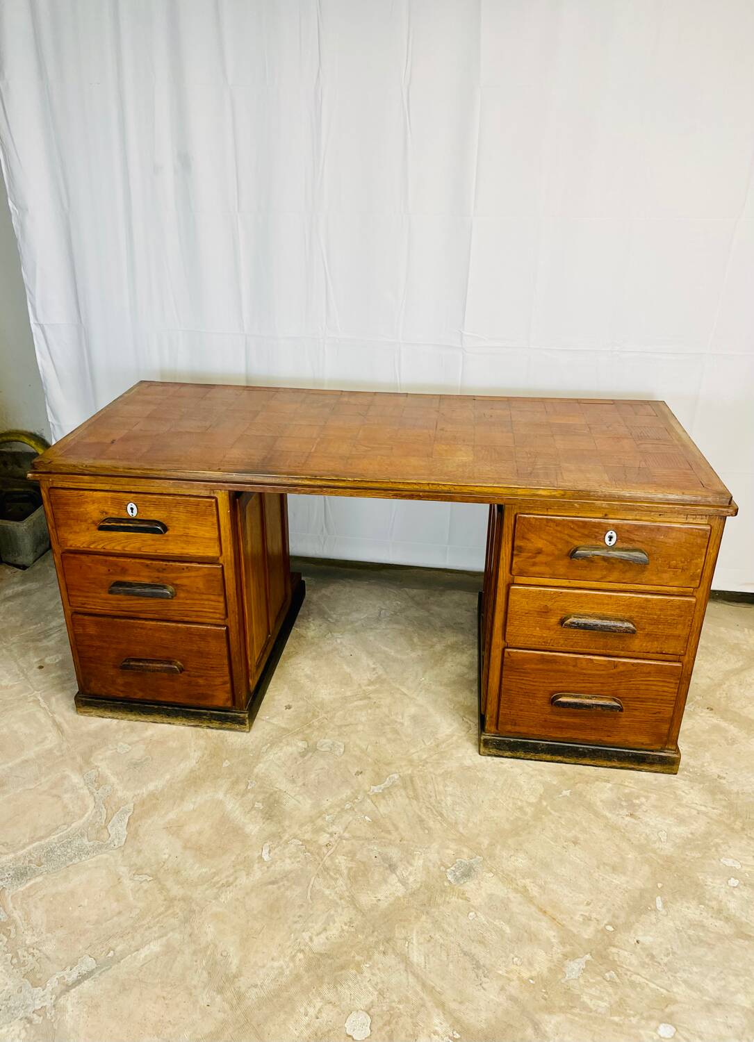 Wooden desk with pedestals