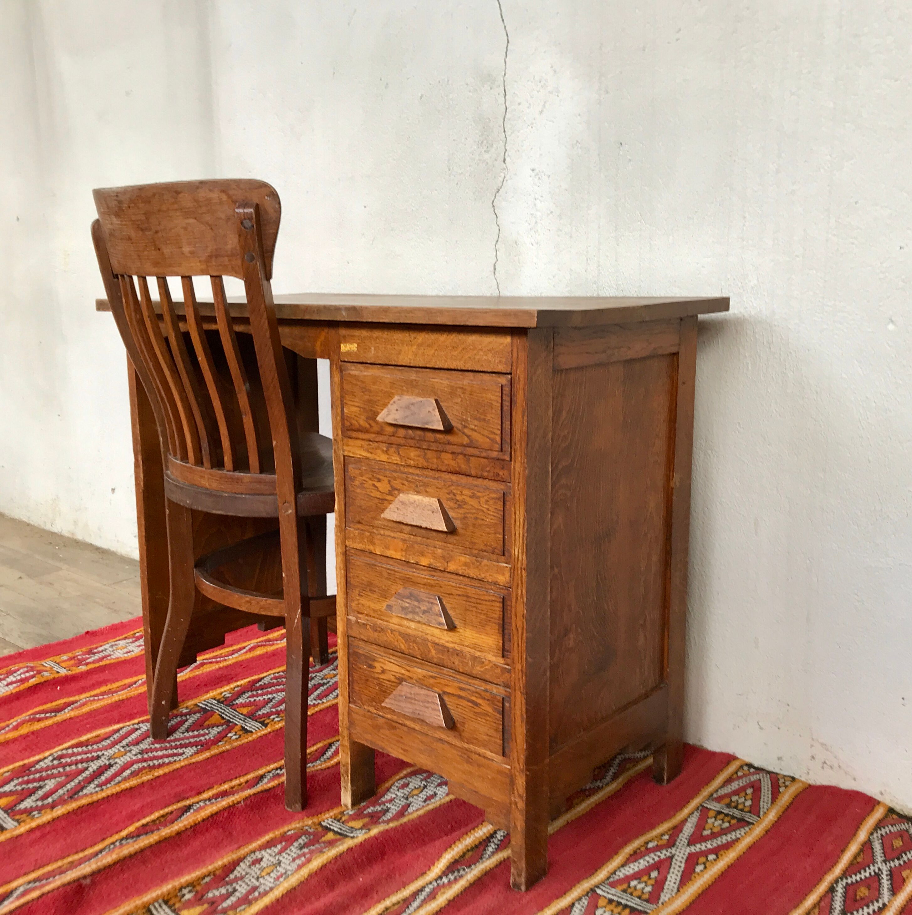 Bureau administratif en chêne 1900 vintage